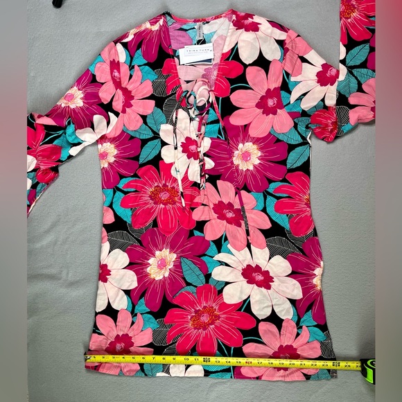 Trina Turk Multi-color Pink Floral Swim Tunic Cover-up Size L NWT vacation - Picture 15 of 15